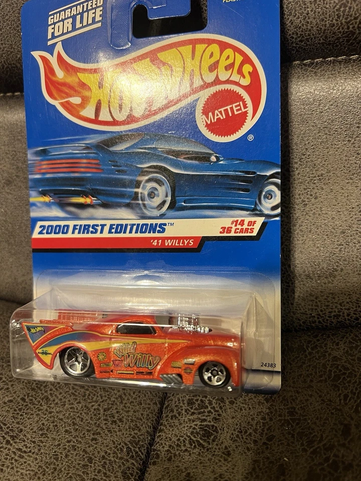 2000 Hot Wheels #74 First Editions 14/36 '41 WILLYS Orange w/Chrome 5 Sp Wheels - Image 3 of 4