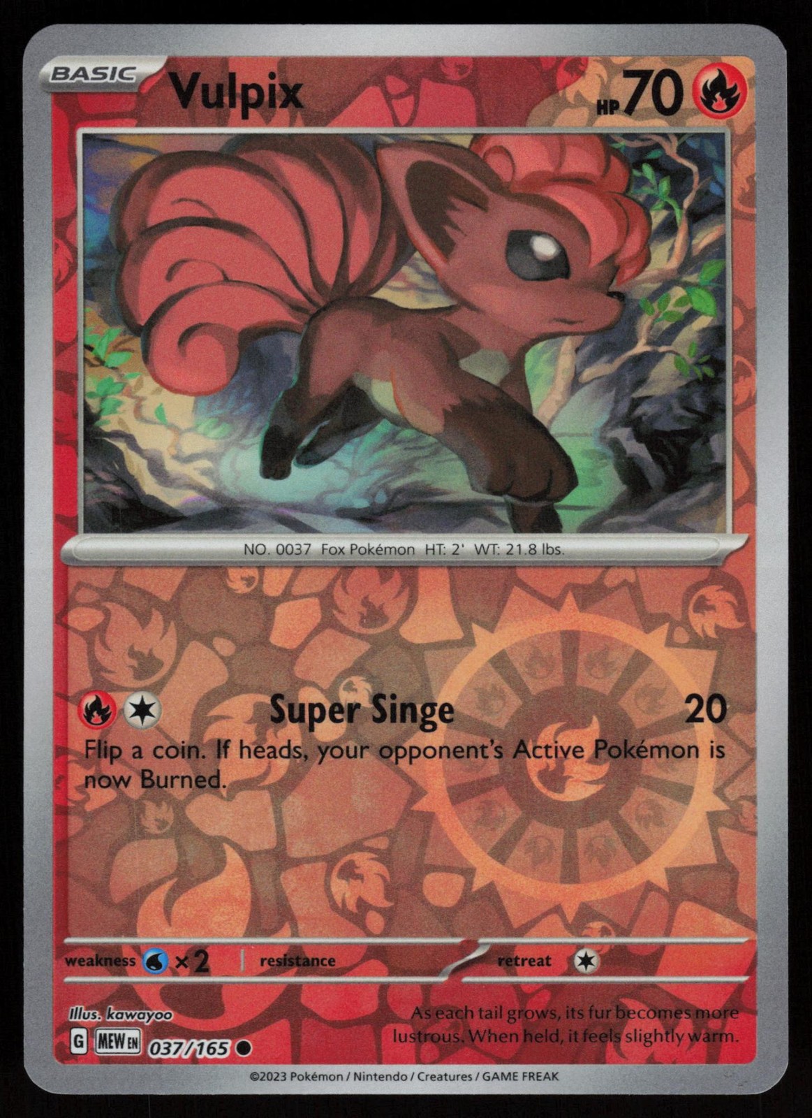 VULPIX 037/165 COMMON 151 POKEMON REVERSE HOLO NM/M