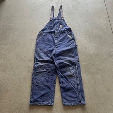 Vintage 90s Carhartt Overalls Size 40x28 Blue Double Knee Canvas Bib Workwear