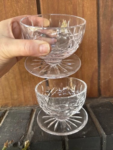 Two Vintage WATERFORD Crystal LISMORE Grapefruit, Dessert, Shrimp Cocktail Glass