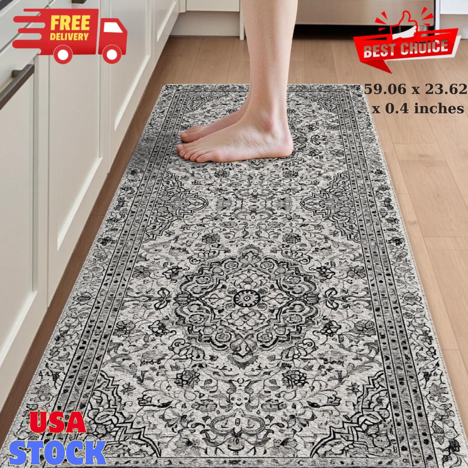Kitchen Mats for Floor Cushioned, 23x59 Extra Large Long Runner Rug Non Slip,...