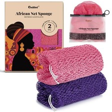 CORATED African Net Sponge Authentic, 2 Count Pack of 1 , Pink  Purple