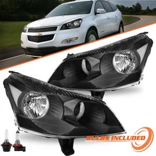 Black Headlights For 2009-2012 Chevy Traverse LS LT Headlamps LH&RH w/ Bulbs
