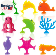 Suction Bath Toys for Kids, 9 PCS Silicone Ocean Animal Suction Cup Toys, Mold F