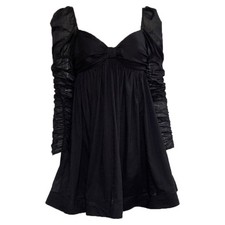 Zimmermann Ruched Mini Baby Doll Dress In Cotton Women Black Size 44