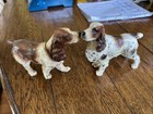 2 Vintage Lefton Ceramic Dog Figurines Springer Spaniels Japan Porcelain Pair