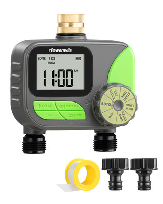 DEWENWILS Sprinkler Timer Swivel Water Timer for Garden Hose 2 Zone Programmable
