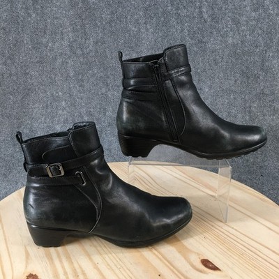 Romika Boots Womens 42 M Ankle Bootie Black Leather Side Zip Block Heels Casual