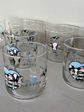 8 Tienshan Buttercup Cow 10oz Tumblers, Old Fashioned Glassware
