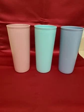 Classic Tall Tupperware  Tumblers- Pastel Colors- Set Of 3