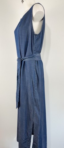Chico’s US Gr. 14 ärmelloses Maxikleid mit Gürtel Chambray blau - Bild 3 von 5
