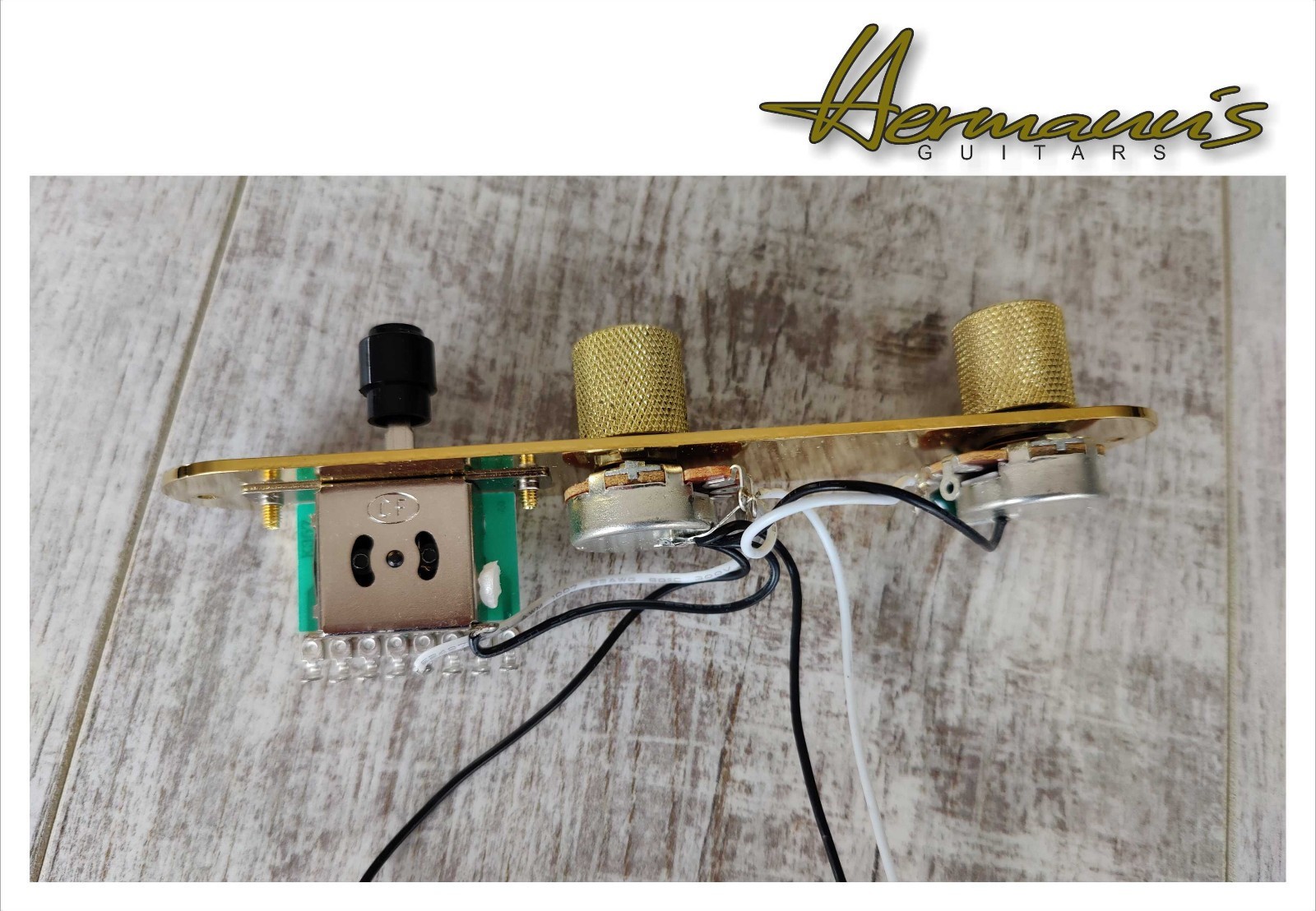 Telecaster 32mm Control Plate, full loaded, con Potis Full Size, colore oro foto 5