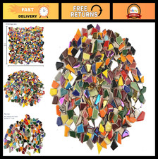 Vibrant Broken Ceramic Mosaic Tiles for Crafts - Irregular Polished Pieces, 2 lb
