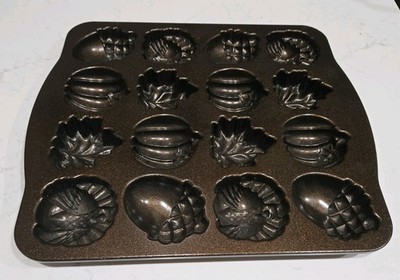 Nordic Ware Autumn Delights Cakelet, Muffin Pan, Acorn Pumpkin Leaf Turkey