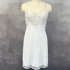 Vintage JCPenney Full Slip Dress Women 36 14 Lace Trim Mini Coquette Balletcore