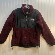 The North Face Women Denali Full Zip Fleece Jacket Burgundy Black Small Gorpcore