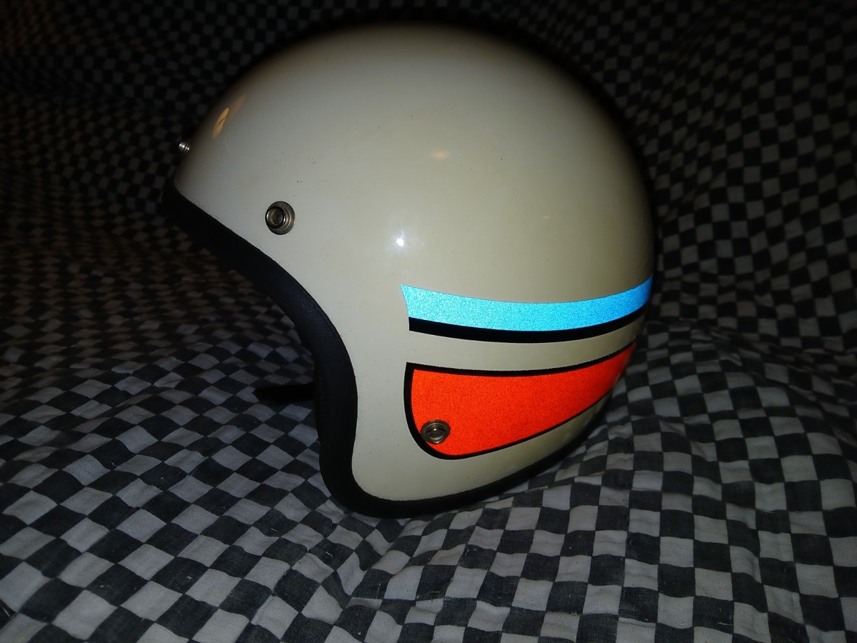 Vintage 70s Kawasaki Racing Helmet White 5 Snaps 7-5/8 Vgc | eBay