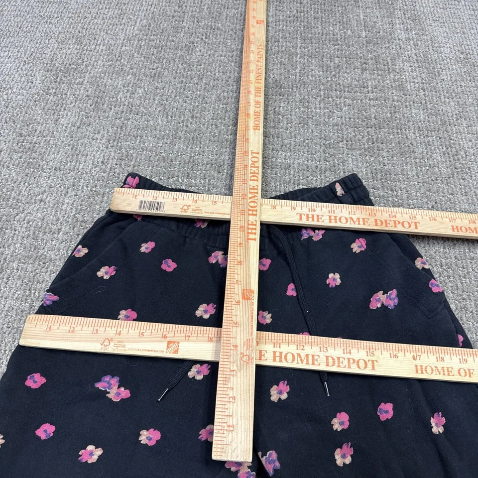 Rebecca Taylor Sweatpants Black Pink Floral Elastic Waist Women’s Size Medium - Image 2 of 4