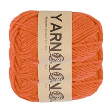 3Pcs Crocheting Yarn, 1.8mm Orange 5 Ply Acrylic Yarn 150 G,164 Yards Total