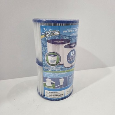 Summer Escapes D Type Pool Filter Cartridges 3.75'' x 4.13'' Filters 2 per pack