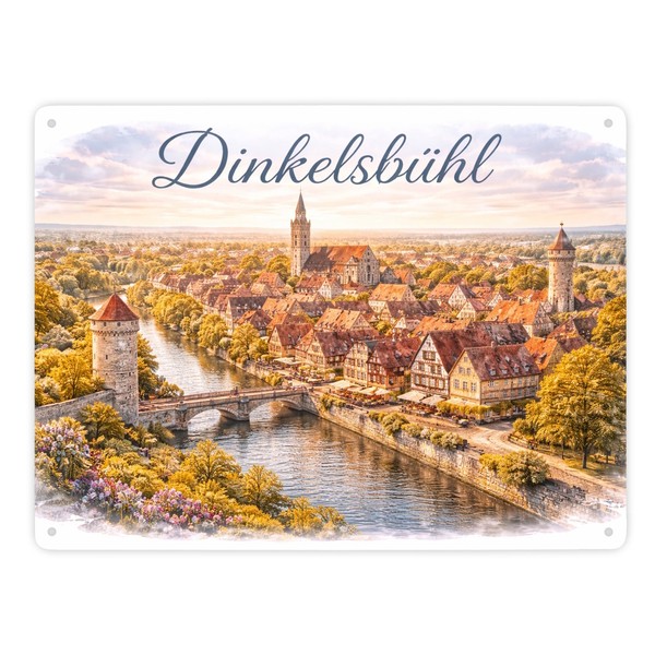 DinkelsbüHl Altstadt Metallschild XXL In 28X38 Cm Vintage-image