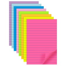  8 Pads Lined Sticky Notes 4x6 in Post, 8 Colors Self Sticky Notes Pad Its, Bri