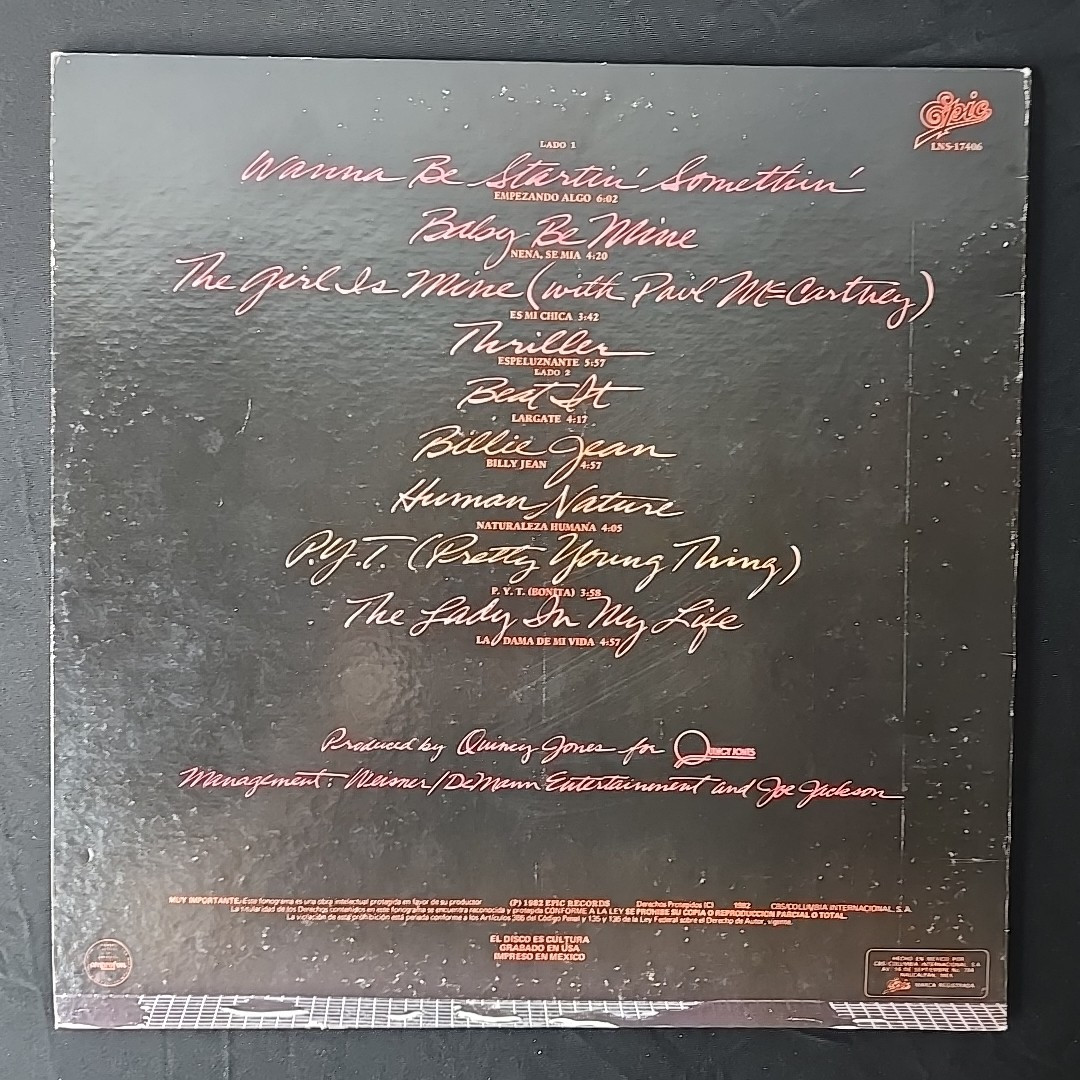 Rare Michael Jackson Thriller In Spanish Vinyl LP Record 1982 READ