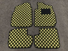 Floor Mats For Mitsubishi Pajero Mini H53a H58a 1998-2013 Checkered Yellow Jdm