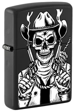 Zippo Skull Cowboy with Guns Lighter, Black Matte NEW IN BOX
