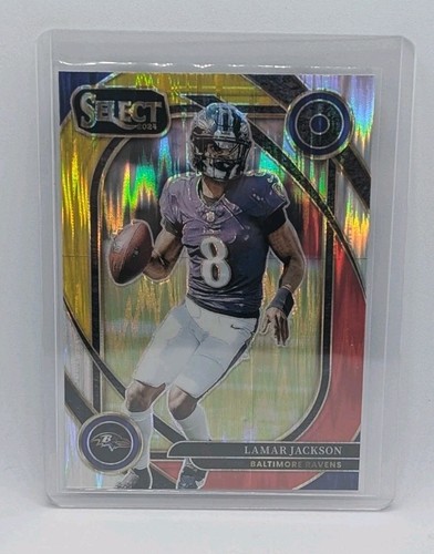 2024 Panini Select - Club Level Lamar Jackson #227 Red & Yellow Shock Prizm - Picture 2 of 3
