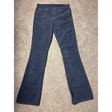 Gap 1969 Navy Blue Corduroy Flare Leg Pants Women Size 30 tall Mid Rise Trousers