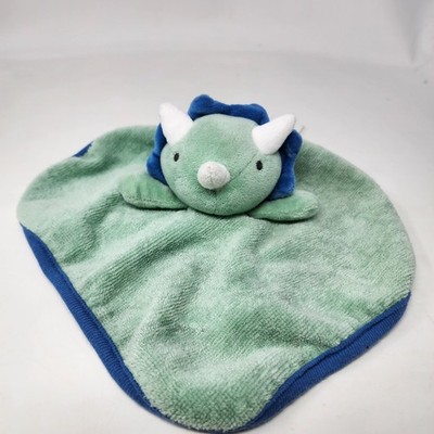 Cloud Island Blue Green Rhino Dinosaur Terry Cloth Baby Security Blanket Lovey