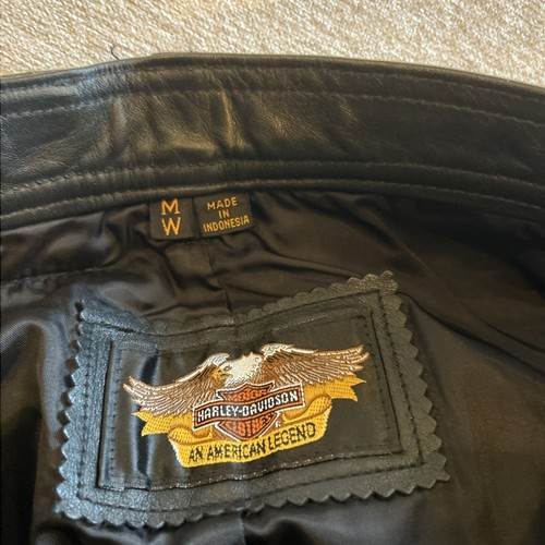 Harley Davidson Genuine Leather Black Retro Y2K Grunge Biker Mini Skirt Size M - Picture 6 of 13