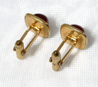 Vintage Signed Red Stone Yellow Gold Plated Cuff Links by Correct Quality — photo 5