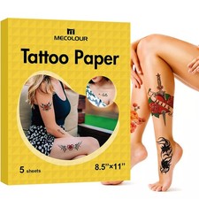 MECOLOUR Printable Temporary Tattoo Paper 8.5x11 Inkjet DIY Decal 5 Sets