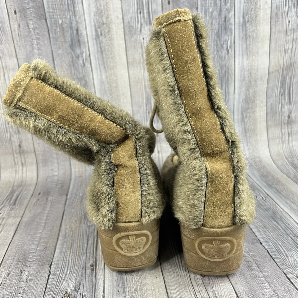Vintage Juicy Couture Fur Pom Pom Lace-Up Snow Bunny Boots Women’s 10 Y2k Rare - Image 4 of 4