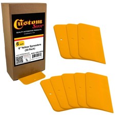 Custom Shop 6 Inch Plastic Body Filler Spreader 6 - 50 Pack, Yellow