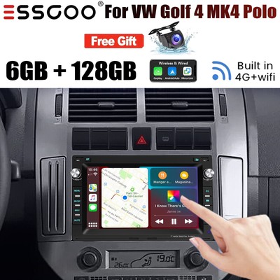 6+128G Android 14 Car Stereo Carplay WiFi+AHD For VW Polo 9N Golf 4 Passat B5 T5