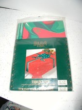 rectangular oblong tablecloth 52 x 70 holiday time christmas package green red