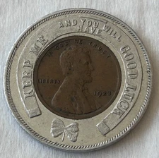 1923 ENCASED U.S. LINCOLN CENT - THE FRANKLIN SAVINGS BANK