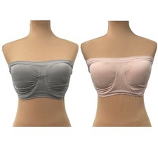 2 Pack Rhonda Shear Underwire Bandeau Removable Pads Large Gray Lt Blush 652-682