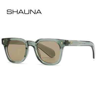 Retro Square Sunglasses For Men Women Rivets Green Frame Uv400 Look