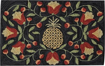 Pineapple Hooked Rug Country Farmhouse 24 x 36