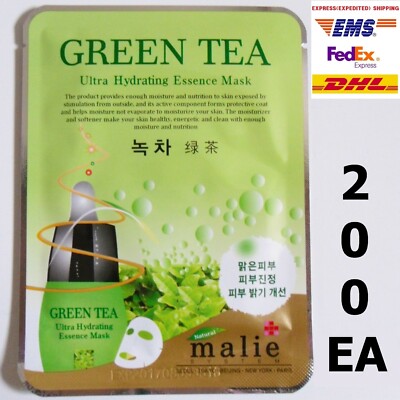 200pcs MALIE GREEN TEA Essence Face Mask Packs Sheet 25g Soothing EXPRESS SHIP