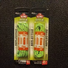  lot of 2 . new KIWI Style Round Neon Green Reflective 45 Inch Shoe Laces 2933