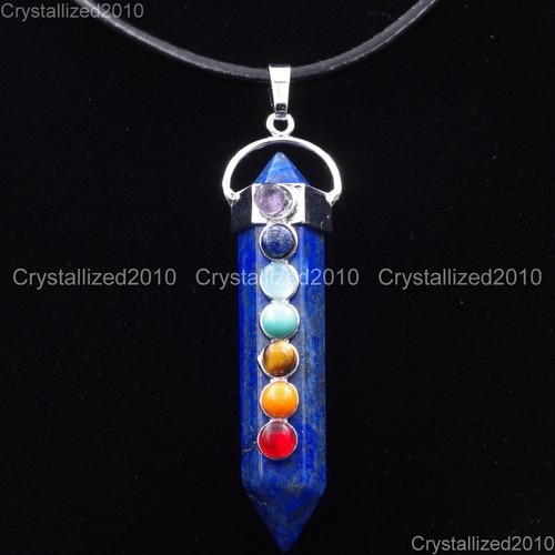 Natural Gemstones Hexagonal Pointed Colorful Stones Pendant Charm Beads Healing - Picture 36 of 55