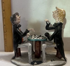 Antique P.E Guerin NY Solid Brass Victorian Beveled Glass Art Playing Checkers(D