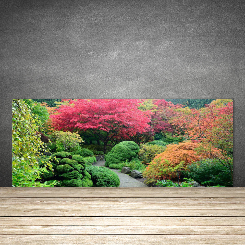 Crédence de cuisine en verre 125 cm ambiance Jardin et Arbre pour maison de campagne