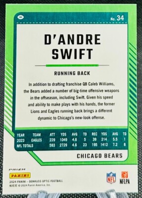2024 Panini Optic Fire Emoji Prizm SP D'Andre Swift Chicago Bears