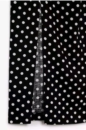 ZARA Size S (8-10) LINEN BLEND POLKA-DOT SLIT MIDI STRAP DRESS BLACK ECRU New - Picture 8 of 18